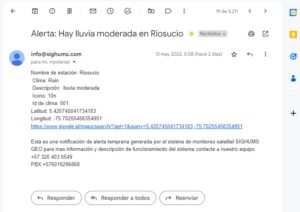 ejemplo de alerta temprana lluvia